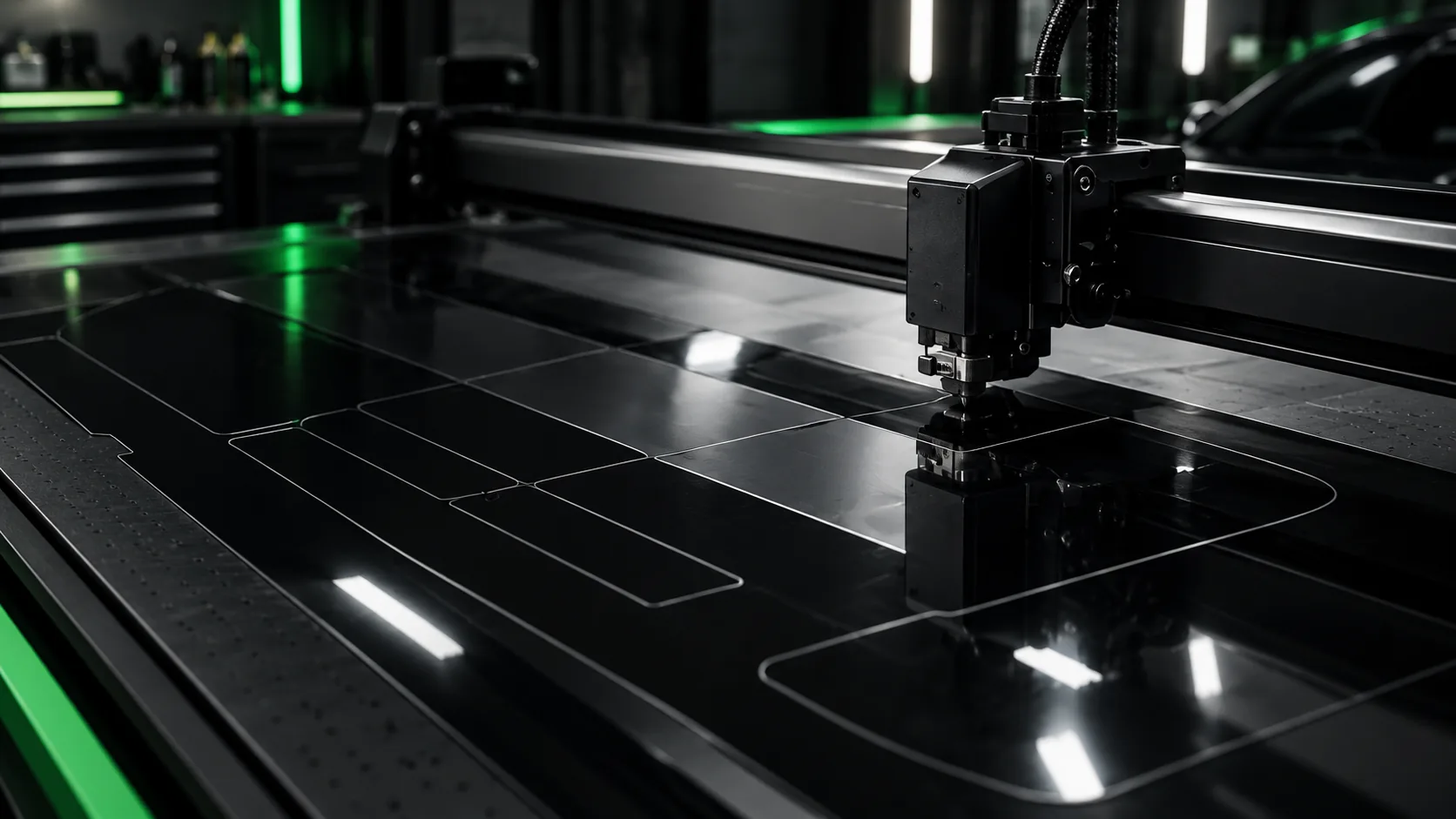 Computer-controlled plotter cutting automotive window film patterns