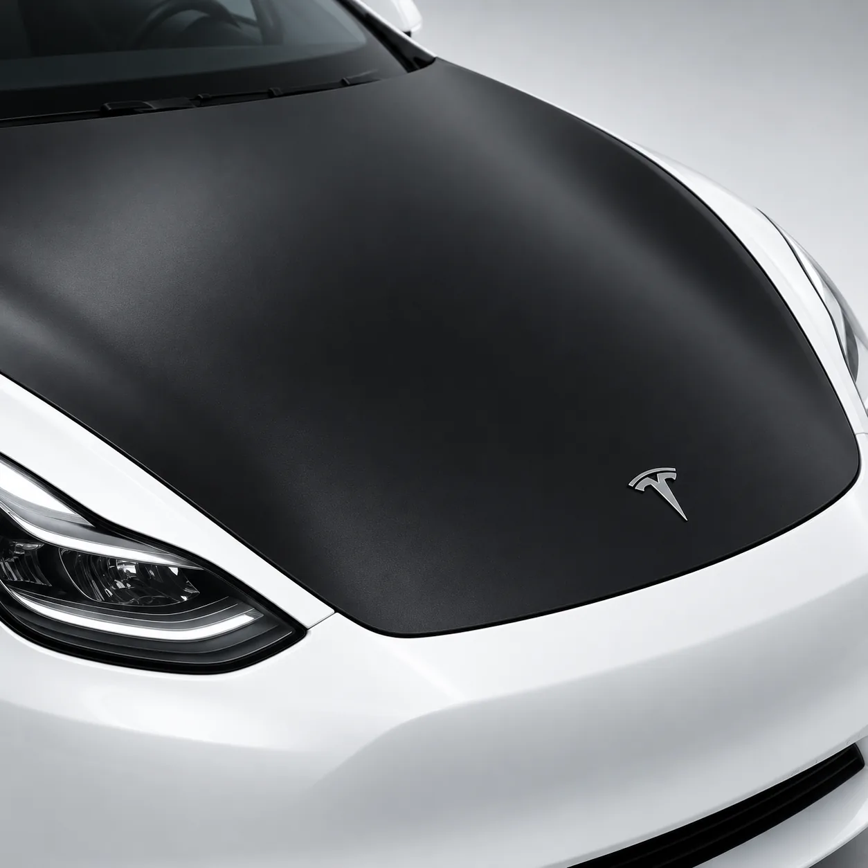 hood wrap detail on a Tesla wrap