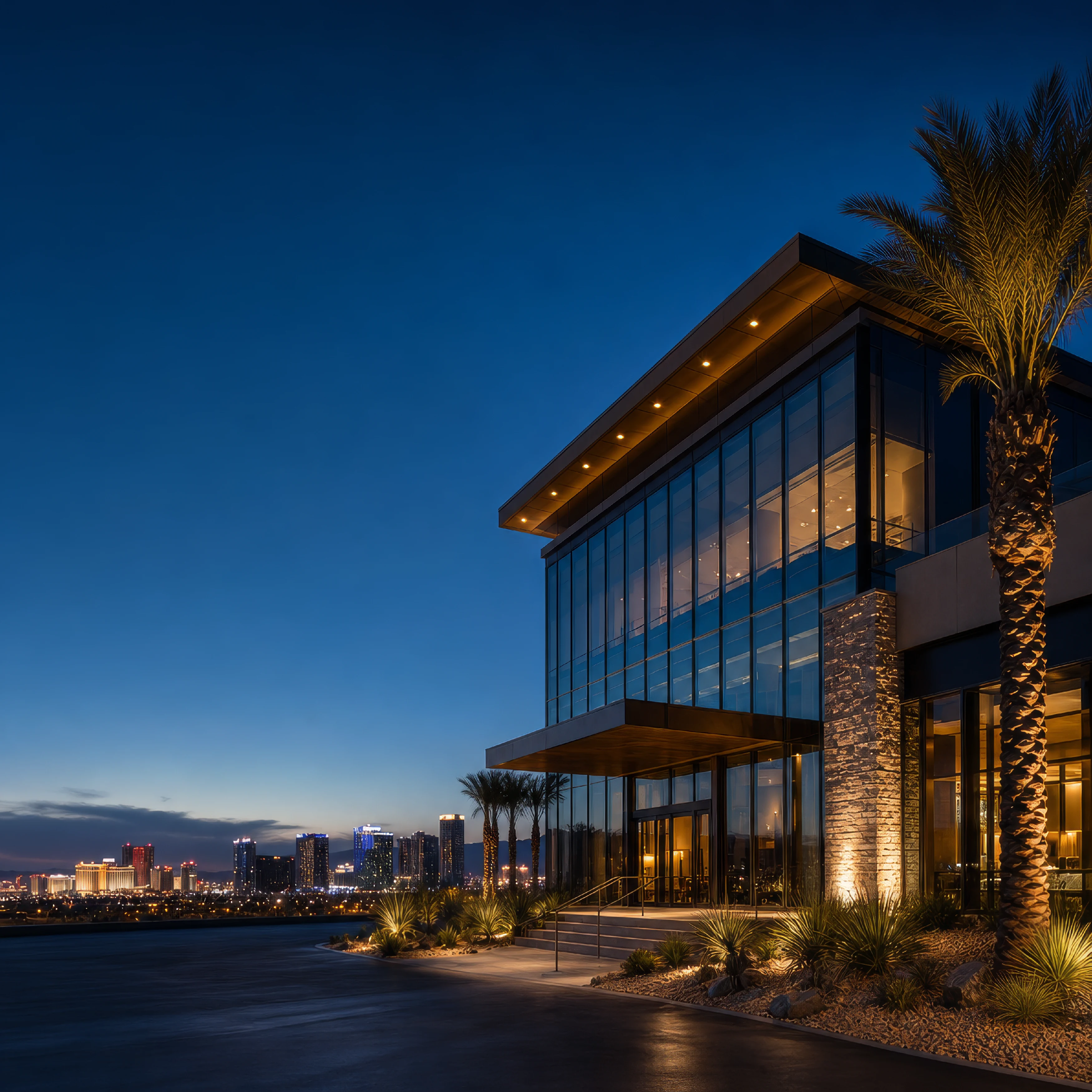 Modern commercial building protected by security film