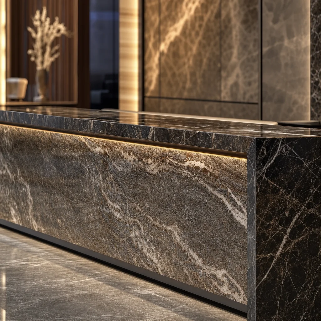 Graffiti Shield Stone Shield installed on a commercial stone counter