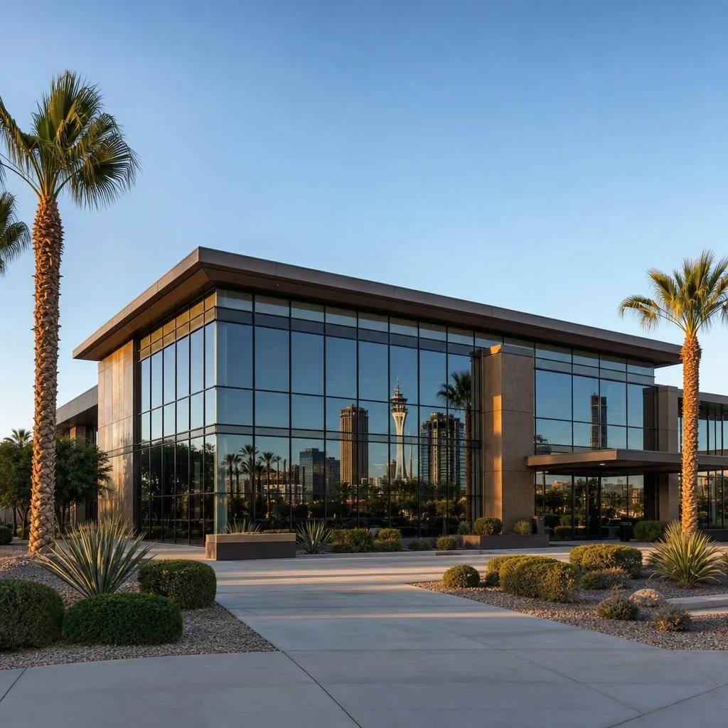 Modern commercial building with professionally tinted windows