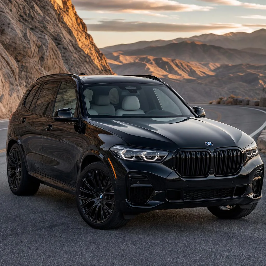 Black luxury SUV on a mountain highway