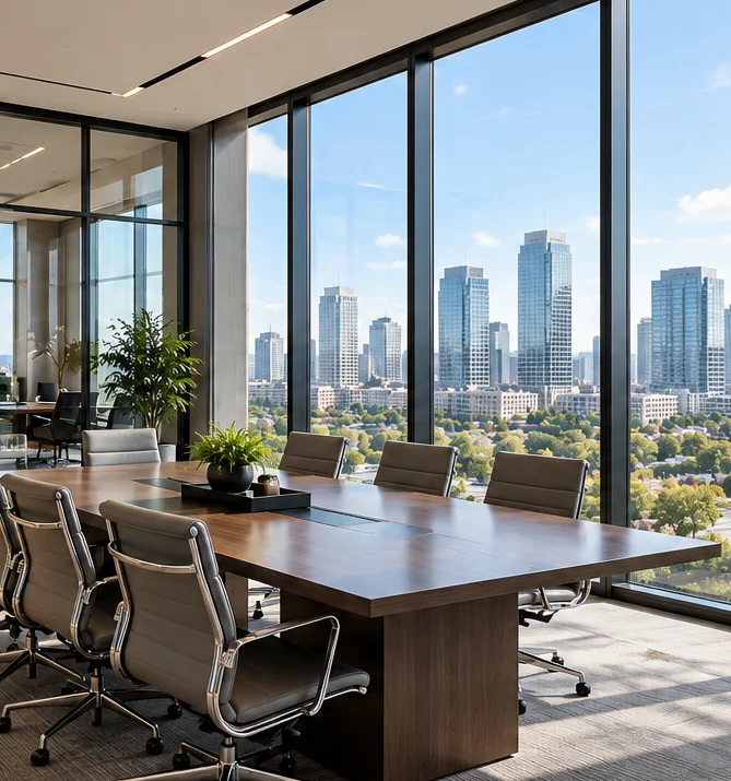 Commercial boardroom in Las Vegas protected by LLumar Vista energy-efficient window film