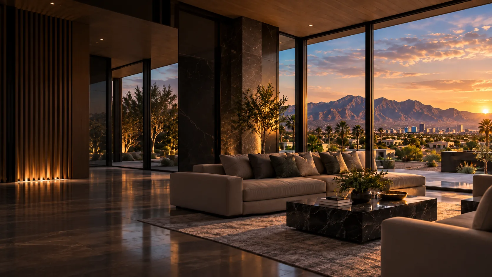 Luxury Las Vegas interior with expansive windows and premium window film